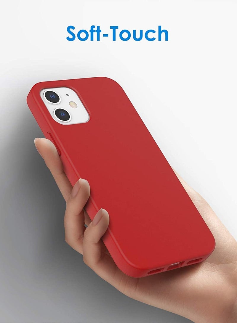 ELTRAZONE Silicone Case for iPhone 12 Pro 6.1-Inch, Silky-Soft Touch Full-Body Protective Case, Shockproof Cover with Microfiber Lining (Red) - Image 2