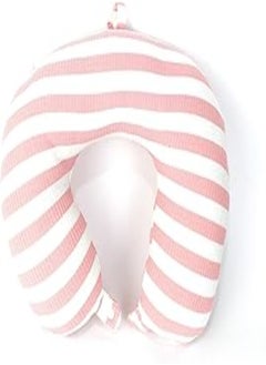Generic Comfy striped Neck Support Soft Fiber Travel Neck Pillow U-Shape For Car, Travel, Office,Airplane and Gifts - Pink and White