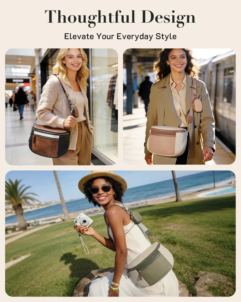 Missnine Crossbody Bags for Women, Vegan Leather Purses for Women Bum Bag Small Shoulder Handbags with Wide Strap, Brown - Image 2