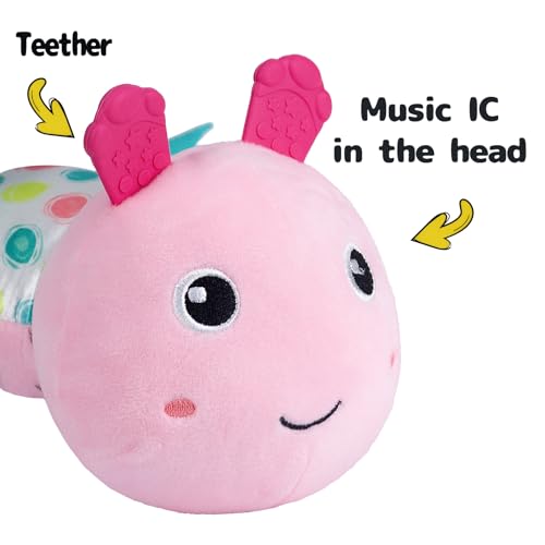 Sumobaby Infant Baby Musical Stuffed Animal Activity Soft Toys with MultiSensory Crinkle Rattle and Textures for Tummy Time Newborn 03612 Months Girls Caterpillar Pink - Image 5