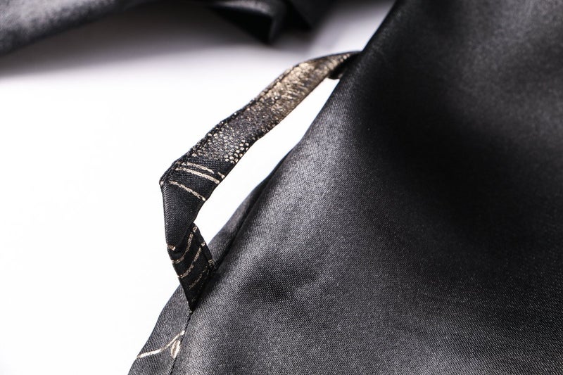 DandyChic Women's Long Floral Satin Robes Imitation Silk Sleepwear Bridal Dressing Gown for Bridesmaid Nightgown Color: Golden Flower Size:  Small Small - Image 3