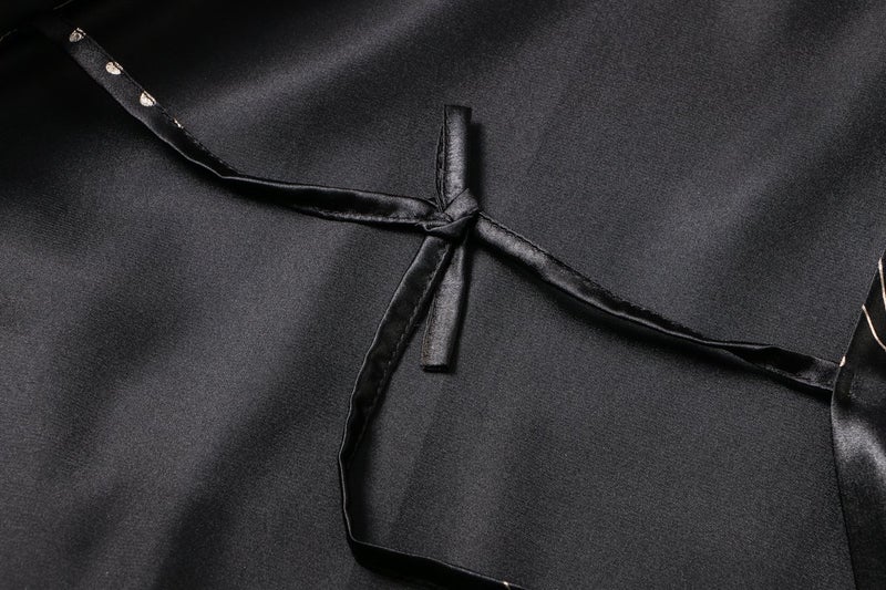 DandyChic Women's Long Floral Satin Robes Imitation Silk Sleepwear Bridal Dressing Gown for Bridesmaid Nightgown Color: Golden Flower Size:  Small Small - Image 4