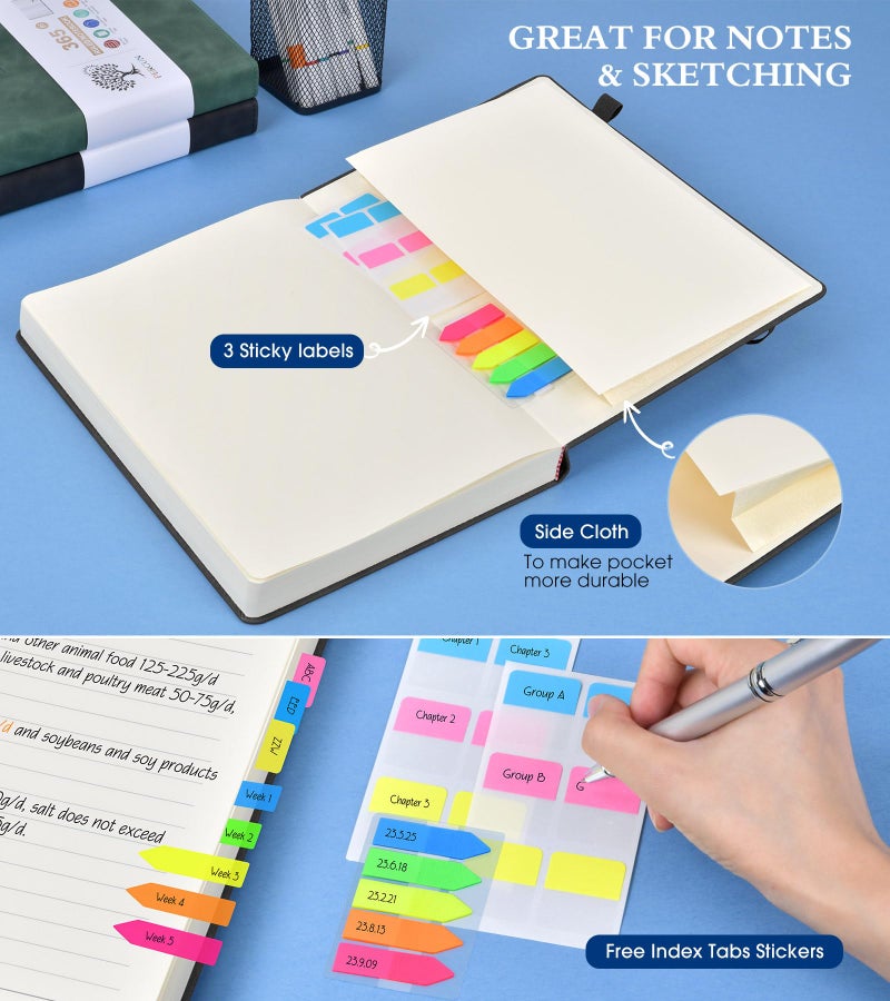 PERCUN A4 Lined Journal Notebookï¼Œ365 Page Large Leather Journals for Writing Women Menï¼ŒHardcover Notebook with 100Gsm Thick Pages for Travelï¼ŒWorkï¼ŒSchoolï¼ŒCollege Ruled, Daily Diary (8.5" x 11.4") - Image 5