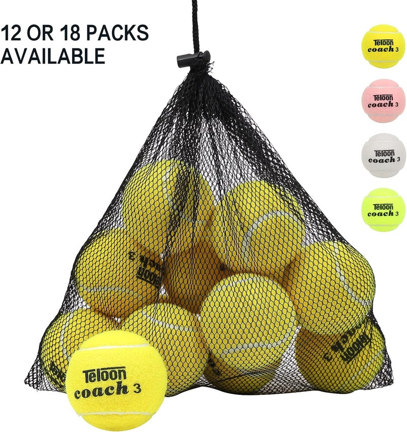 Teloon Pressure Training Tennis Balls-12 or 18 Count-Mesh Carry Bag，4 Colors Available，Pressureless Training Exercise Tennis Balls for Beginners. - Image 2