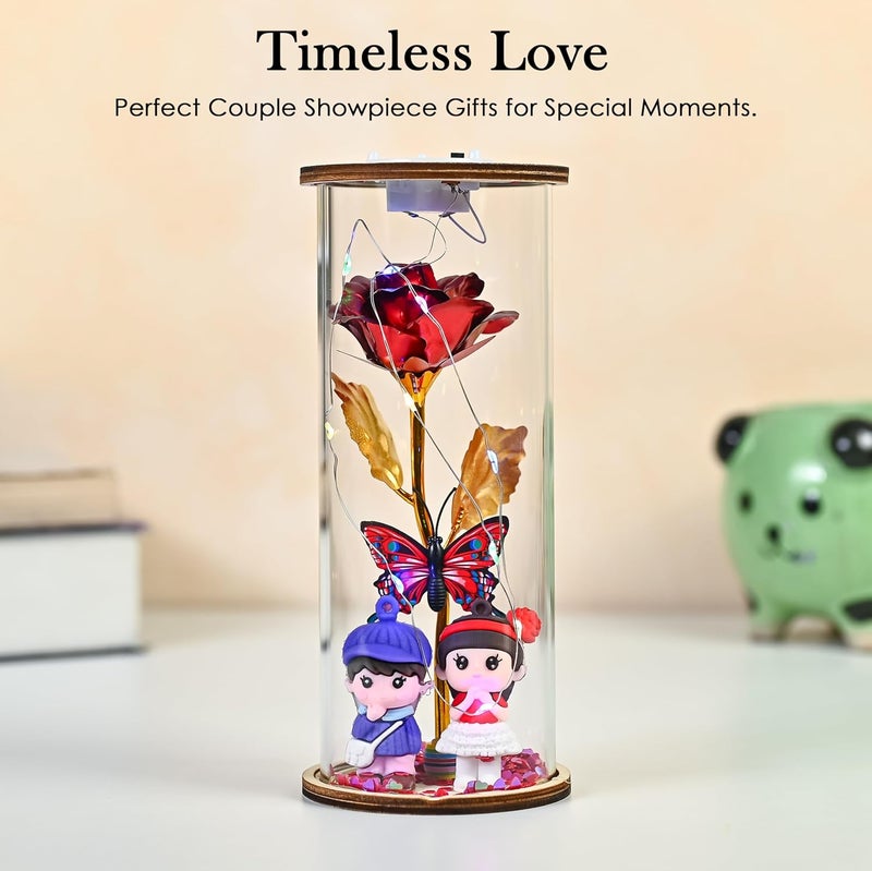 ZAICUS Valentine s Day Gift for Girlfriend, Wife, or Boyfriend LED Glass Dome with Romantic Rose and Couple Figurine | Ideal for Anniversaries, Weddings, and Special Occasions - Image 5