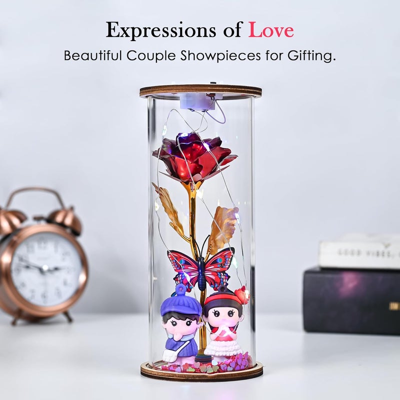 ZAICUS Valentine s Day Gift for Girlfriend, Wife, or Boyfriend LED Glass Dome with Romantic Rose and Couple Figurine | Ideal for Anniversaries, Weddings, and Special Occasions - Image 4
