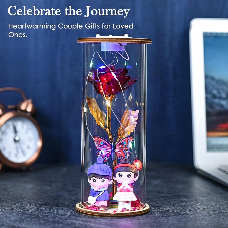 ZAICUS Valentine s Day Gift for Girlfriend, Wife, or Boyfriend LED Glass Dome with Romantic Rose and Couple Figurine | Ideal for Anniversaries, Weddings, and Special Occasions - Image 3
