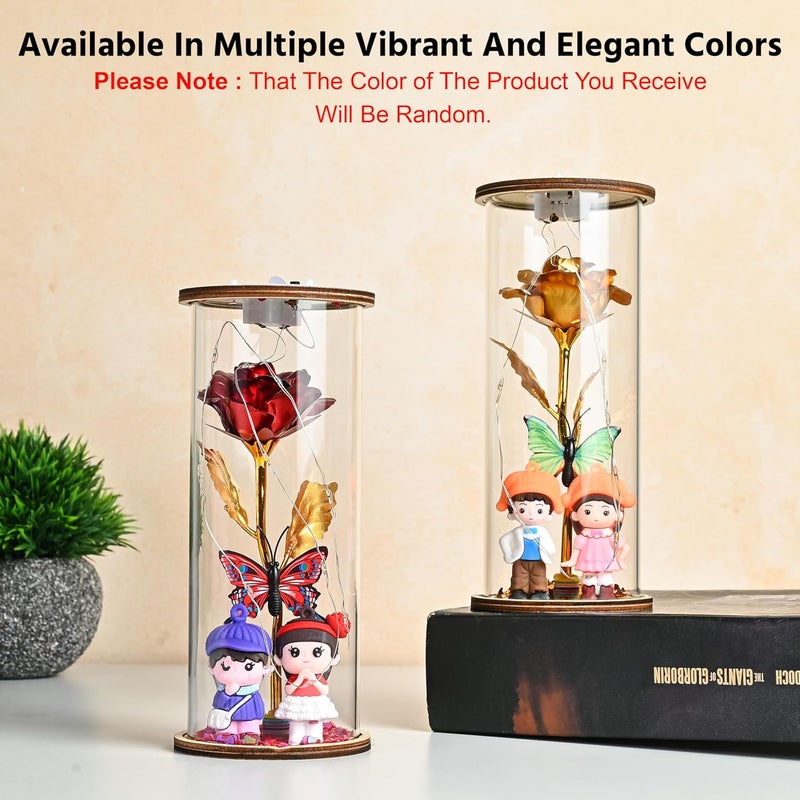 ZAICUS Valentine s Day Gift for Girlfriend, Wife, or Boyfriend LED Glass Dome with Romantic Rose and Couple Figurine | Ideal for Anniversaries, Weddings, and Special Occasions - Image 2