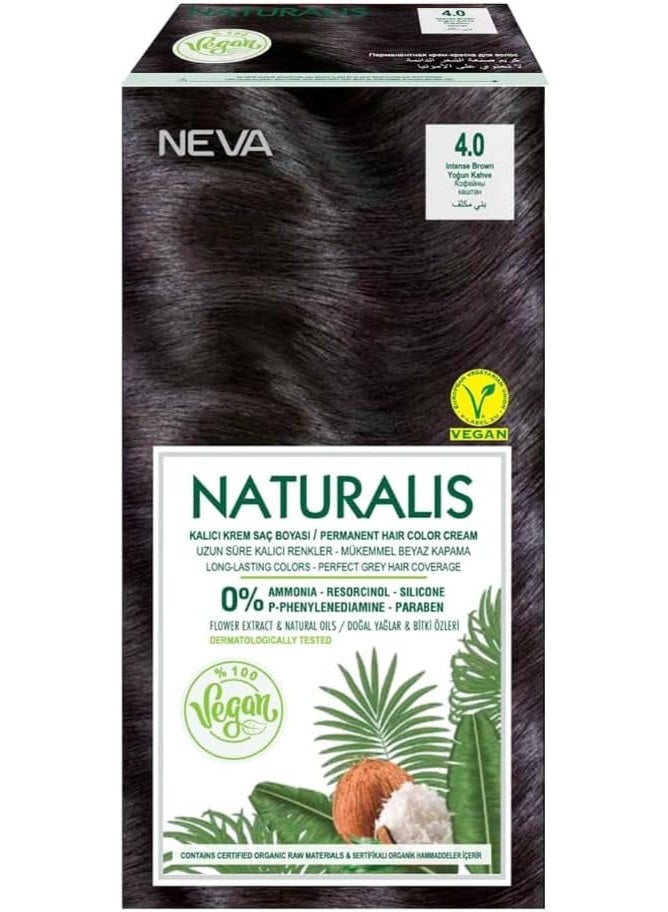 NEVA NEVA Naturalis Hair Dye Set No Harmful Chemicals GMO-Free, Long-Lasting Shine - INTENSE BROWN - 4.0  - Image 3