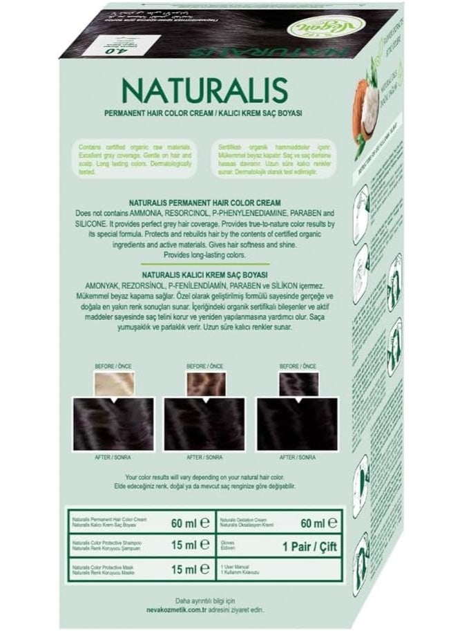 NEVA NEVA Naturalis Hair Dye Set No Harmful Chemicals GMO-Free, Long-Lasting Shine - INTENSE BROWN - 4.0  - Image 4
