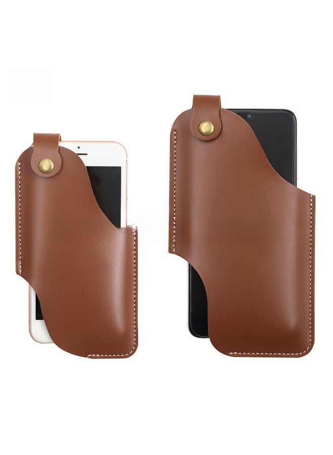 Men's Outdoor Waist Hanging Phone Bag PU Leather Anti-Lost Phone Waist Bag Tactical Tools Leather Case Spot-Color:Black-Dimensions:Large Size 10*17cm - Image 3