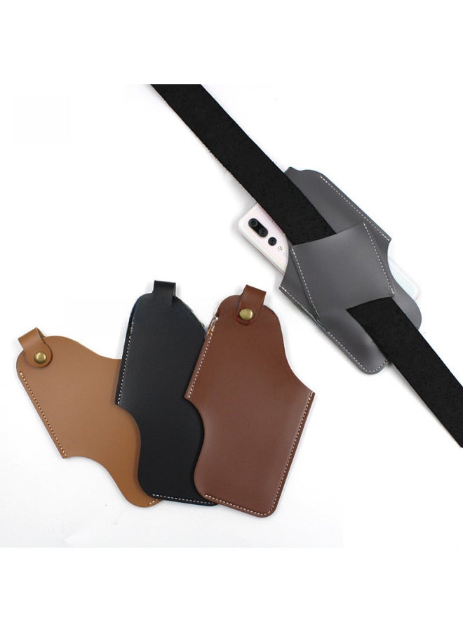 Men's Outdoor Waist Hanging Phone Bag PU Leather Anti-Lost Phone Waist Bag Tactical Tools Leather Case Spot-Color:Black-Dimensions:Large Size 10*17cm - Image 2