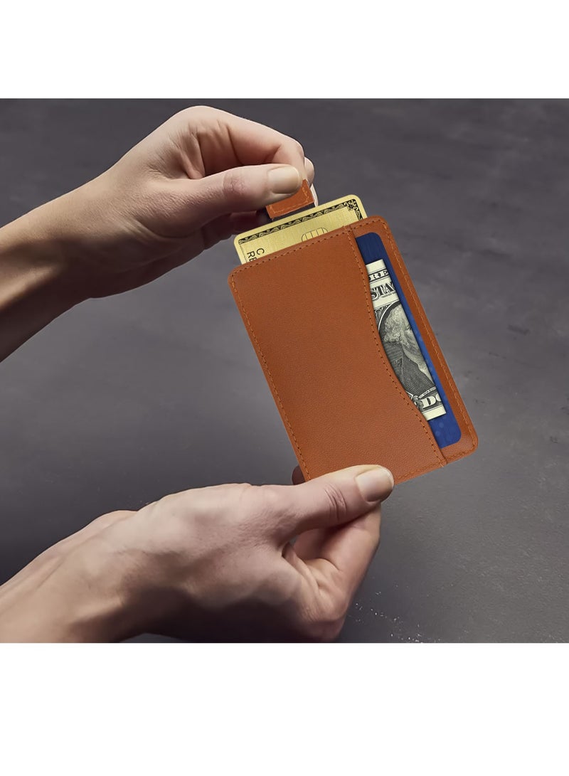 SKENZBI Slim Wallet for Men Women  Card Holder with RFID Protection Minimalist Tan - Image 3
