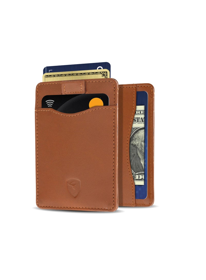 SKENZBI Slim Wallet for Men Women  Card Holder with RFID Protection Minimalist Tan - Image 2