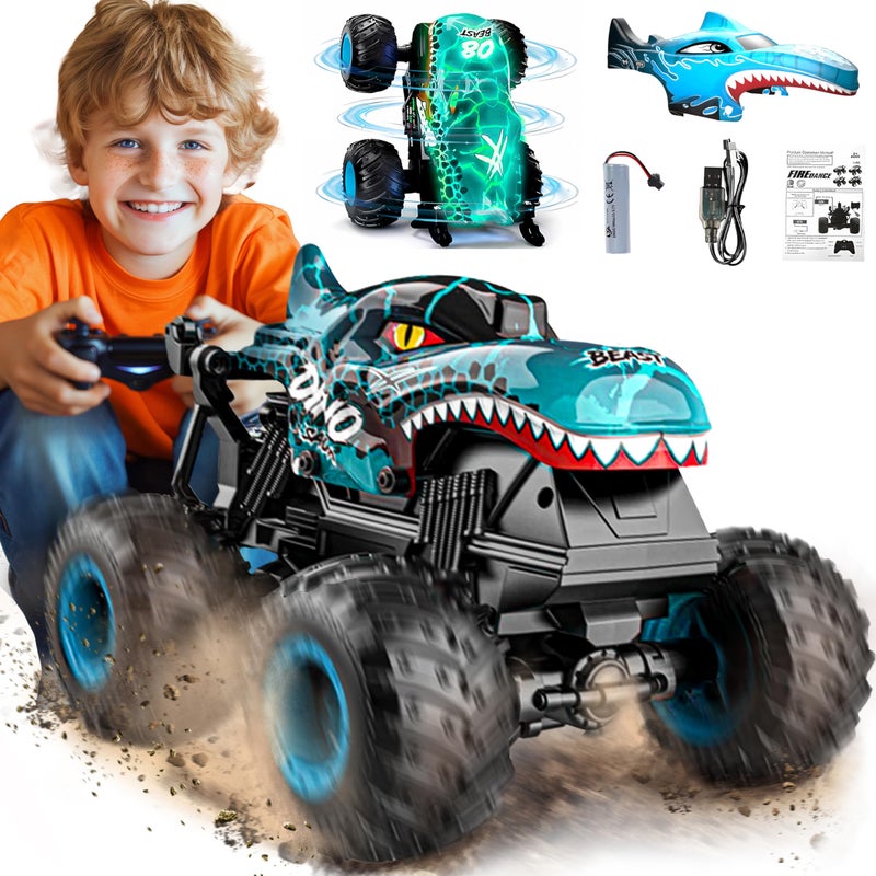 Bezgar Monster Truck Toys - Remote Control Monster Trucks With Light & Music  Dinosaur Toys For Kids  1:20 Scale Rc Truck With 360 Spins And Drifting  Remote Control Car For Boys With Two Car Shells - Image 1