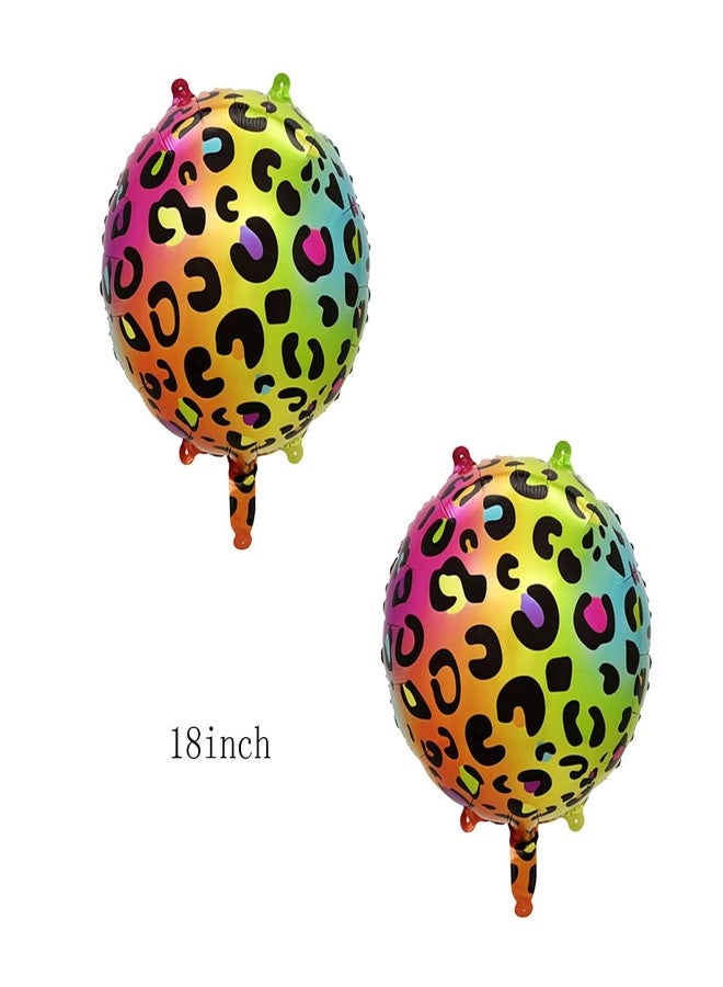OHLIGEI 8PCS Leopard Birthday Foil Balloons 18 Inch Neon Rainbow Mylar Balloons for Party Decoration - Image 3