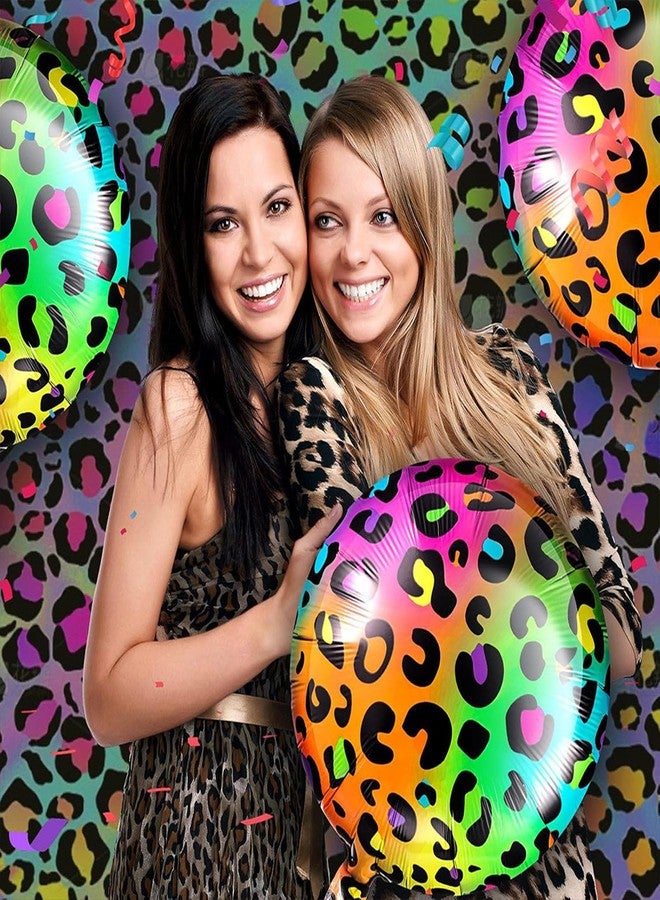 OHLIGEI 8PCS Leopard Birthday Foil Balloons 18 Inch Neon Rainbow Mylar Balloons for Party Decoration - Image 4