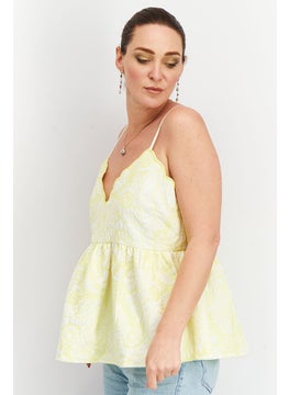 Asos Design Women V-Neck Sleeveless Textured Top, Lime  - Image 4