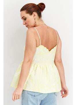Asos Design Women V-Neck Sleeveless Textured Top, Lime  - Image 2