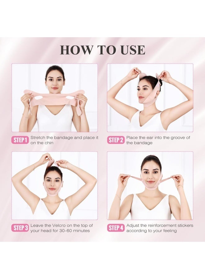 Chin Strap for Sleeping,Double Chin Reducer,Adjustable Chin Strap,Jaw Strap,Jawline Shaper,V Line Lifting Mask,Pink - Image 5