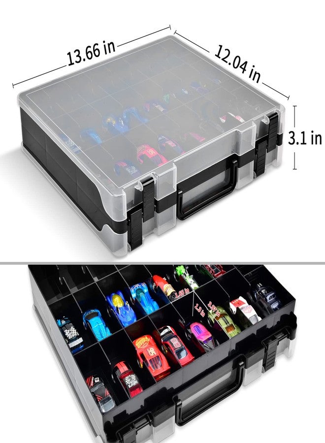 ALCYON ALYCON Double Sided Toy Storage Organizer Case for Hot Wheels Car, Matchbox Cars, Mini Toys, Small Dolls. Carrying Box Container Carrier with 48 Compartments - Black (Box Only) - Image 4