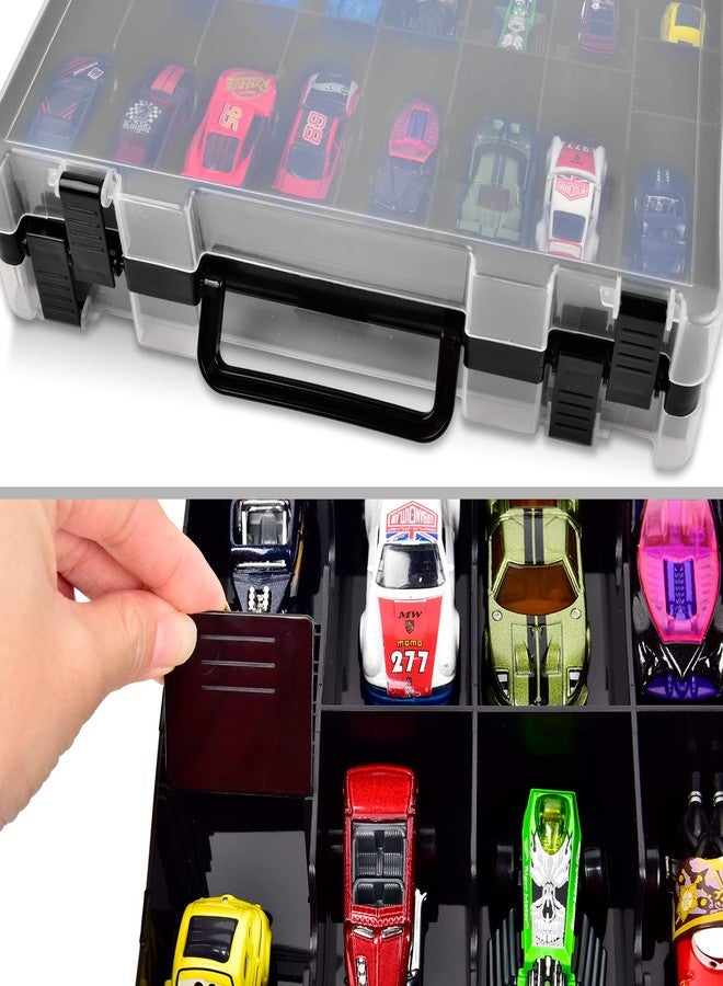 ALCYON ALYCON Double Sided Toy Storage Organizer Case for Hot Wheels Car, Matchbox Cars, Mini Toys, Small Dolls. Carrying Box Container Carrier with 48 Compartments - Black (Box Only) - Image 3