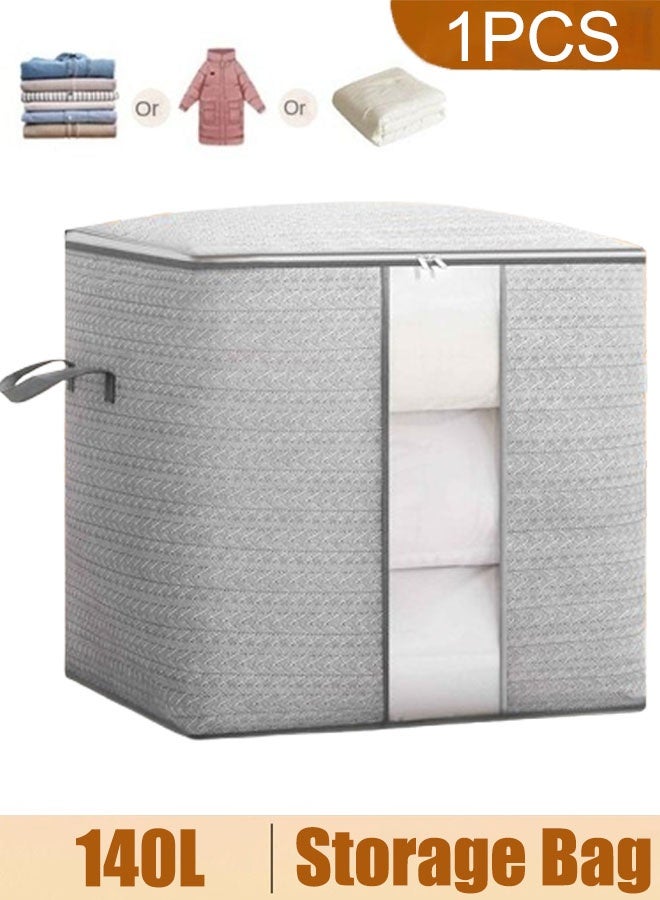 140L Clothes Storage Bags, Collapsible Closet Organizers, Large Storage Bins with Reinforced Handles, Heavy-Duty Storage Totes for Clothes, Comforters, Blankets & Pillows - Image 1