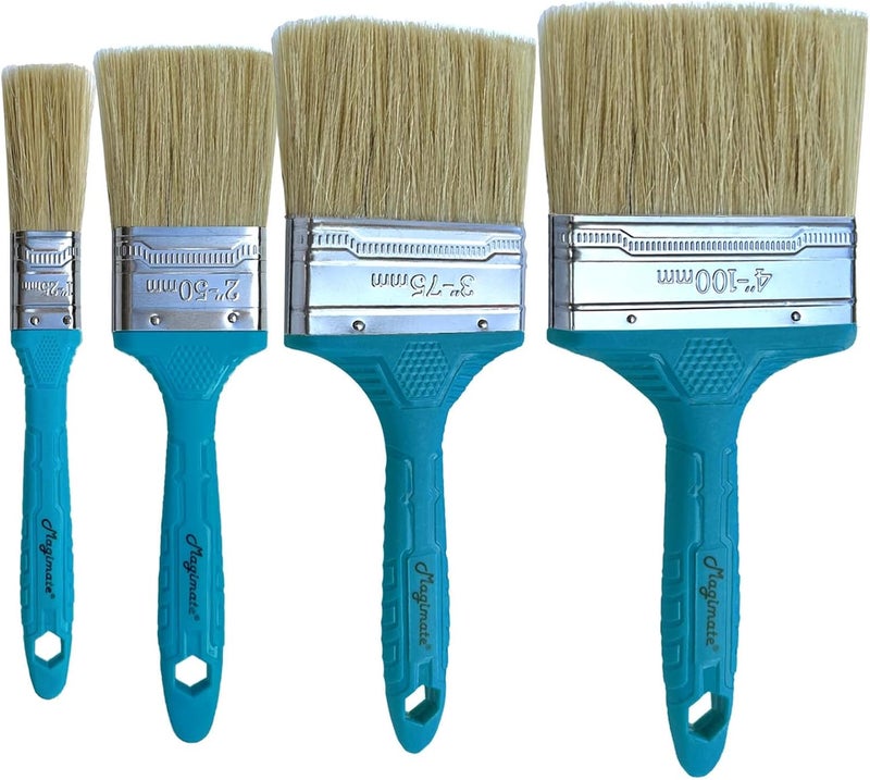 Magimate Stain Brushes Assortment 1-inch 2-inch 3-inch and 4-inch Chip Paint Brushes for Wall Trim, Touch-up House, Furniture Painting, Pack of Four Staining Brushes - Image 1