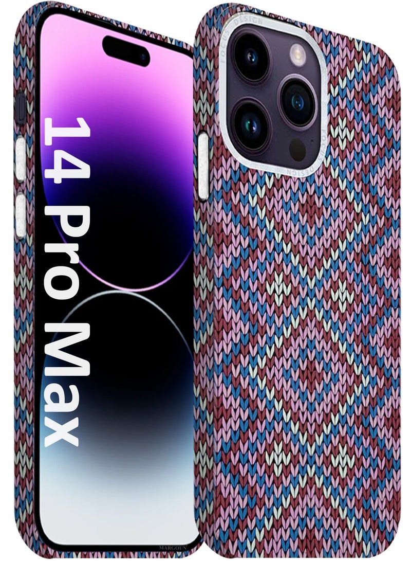 CATANES Ultra-Slim Woven Pattern Case Cover for iPhone 14 Pro Max - MagSafe Compatible - Lightweight Protective Back Case - Nordic Diamond Design - Image 1