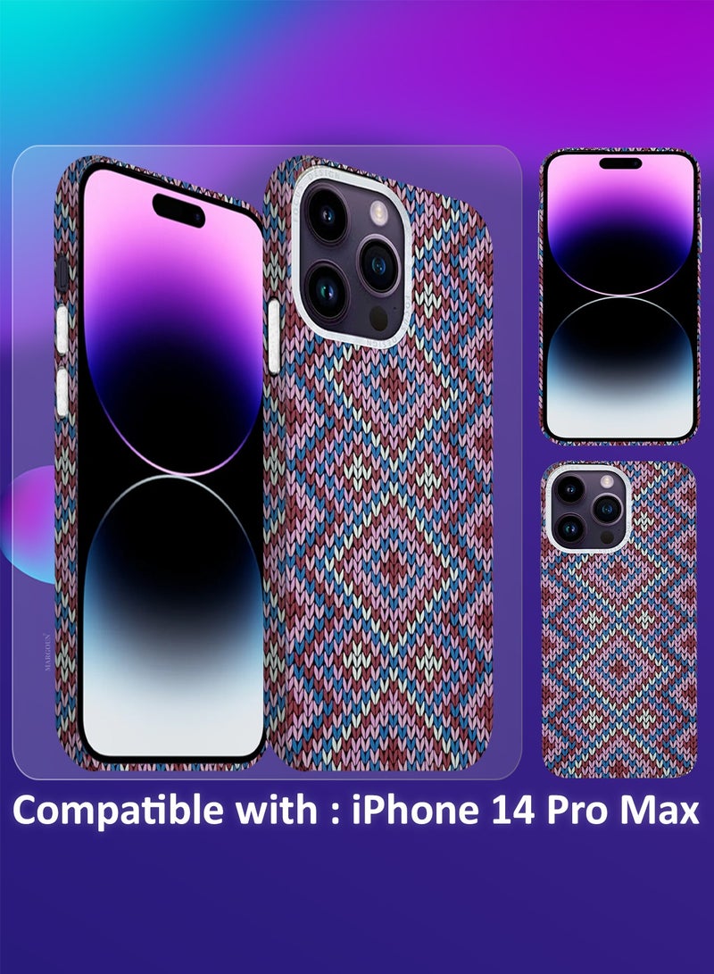 CATANES Ultra-Slim Woven Pattern Case Cover for iPhone 14 Pro Max - MagSafe Compatible - Lightweight Protective Back Case - Nordic Diamond Design - Image 4
