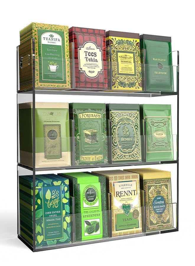 منظم أكياس الشاي الأكريليكي من جومي، صندوق تخزين وحافظة، منظم تخزين أكياس الشاي المحمول ذو 12 قسمًا للخزانة أو سطح الطاولة، حاويات تخزين أكياس الشاي، حامل عرض قابل للتكديس - Image 1