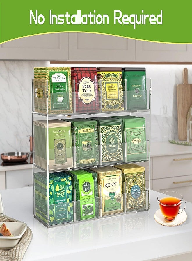 منظم أكياس الشاي الأكريليكي من جومي، صندوق تخزين وحافظة، منظم تخزين أكياس الشاي المحمول ذو 12 قسمًا للخزانة أو سطح الطاولة، حاويات تخزين أكياس الشاي، حامل عرض قابل للتكديس - Image 5