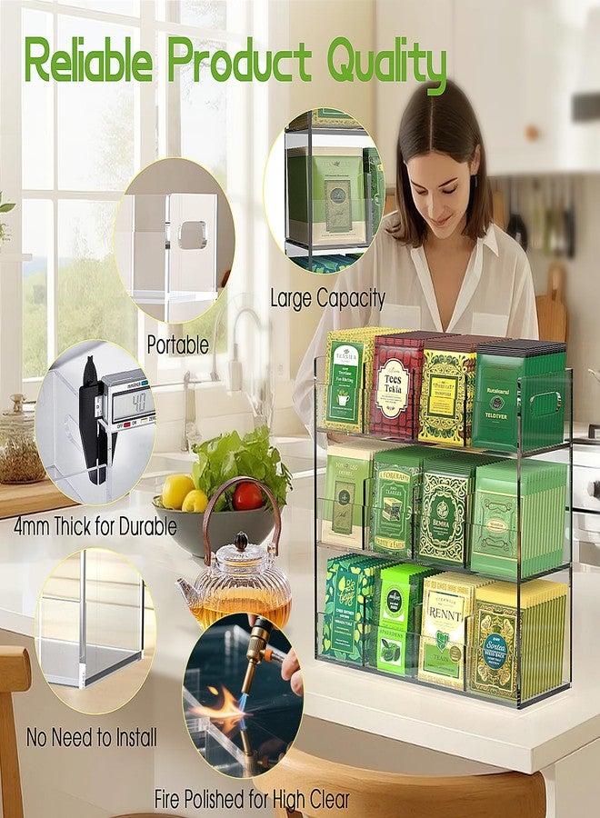 منظم أكياس الشاي الأكريليكي من جومي، صندوق تخزين وحافظة، منظم تخزين أكياس الشاي المحمول ذو 12 قسمًا للخزانة أو سطح الطاولة، حاويات تخزين أكياس الشاي، حامل عرض قابل للتكديس - Image 2