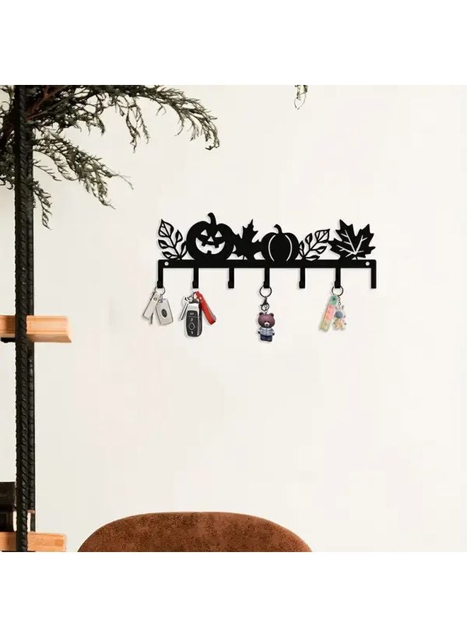 1pc Black Metal Halloween Pumpkin Key Hook Wall Mounted Decor For Living Room - Image 3