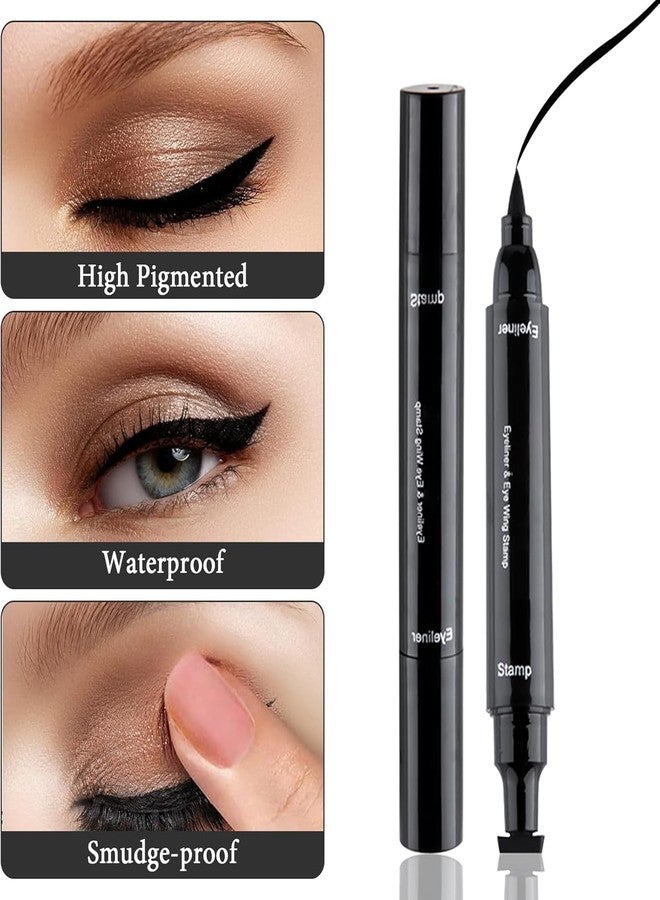 Rinpoche 2 in 1 Star Eyeliner Stamp Waterproof Liquid Eyeliner Pencil Black Eyeliners Pen Beauty Cat Eye Stamp Wing Eyeliners Tool for Easy to Use Long Lasting Smudge-Proof No Dipping - Image 3