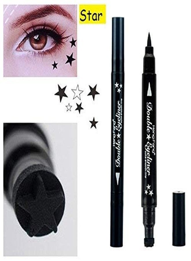Rinpoche 2 in 1 Star Eyeliner Stamp Waterproof Liquid Eyeliner Pencil Black Eyeliners Pen Beauty Cat Eye Stamp Wing Eyeliners Tool for Easy to Use Long Lasting Smudge-Proof No Dipping - Image 1