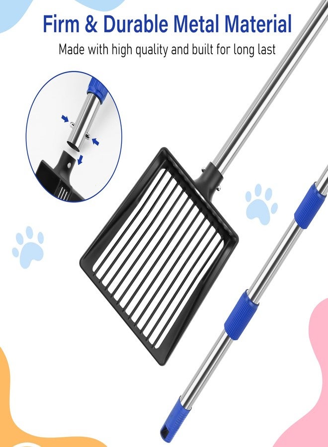 JAMIEWIN Extendable Metal Cat Litter Scoop, Long Handle Litter Sifting Shovel, 21"-39.5" No Bending Back Cat Scooper for Litter Box Heavy Duty Pet Poop Shovel Chicken Poop Scooper - Image 4