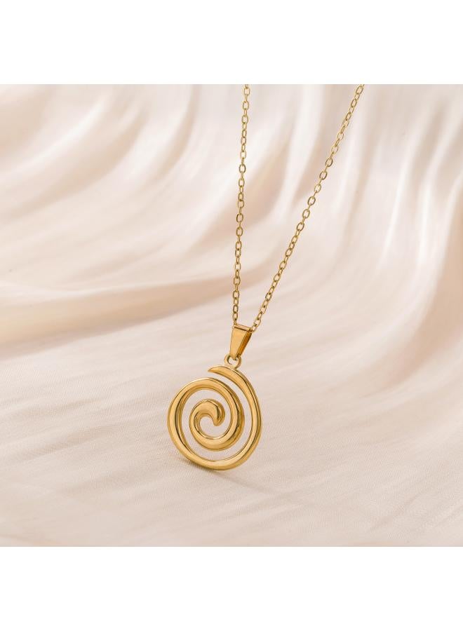 Full-body Titanium Steel Personalized Clavicle Chain 8k Vacuum Plating Creative Irregular Pendant Stainless Steel Whirlpool Necklace Women 