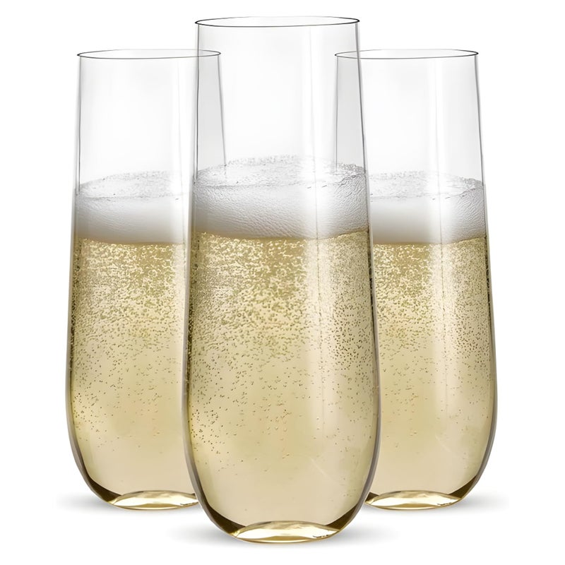 Prestee 48 Pack Plastic Champagne Flutes 9 oz Stemless Disposable Champagne Flutes for Cocktails Mimosa Bar and Party Supplies Clear Shatterproof Plastic Wine Glasses for Wedding and Summer Party - Image 3