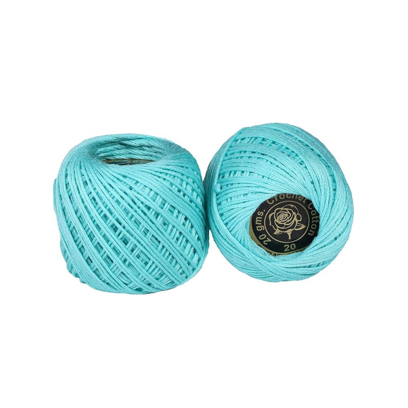 CORIOX Crochet Thread Set Of 10 Ball Crochet Cotton Thread Yarn For Knitting & Craft Making. Size 20 Gram 55 To 60 Mtr Approx (Light Blue), 230 Gm - Image 3
