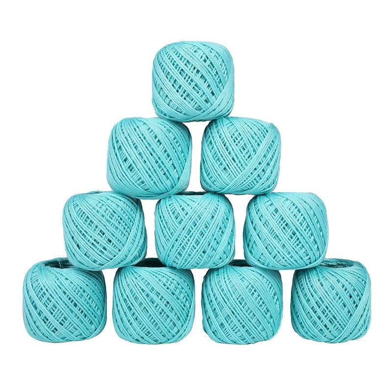CORIOX Crochet Thread Set Of 10 Ball Crochet Cotton Thread Yarn For Knitting & Craft Making. Size 20 Gram 55 To 60 Mtr Approx (Light Blue), 230 Gm - Image 1