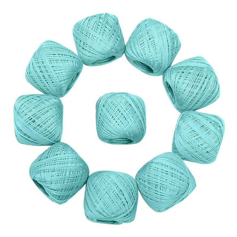 CORIOX Crochet Thread Set Of 10 Ball Crochet Cotton Thread Yarn For Knitting & Craft Making. Size 20 Gram 55 To 60 Mtr Approx (Light Blue), 230 Gm - Image 2