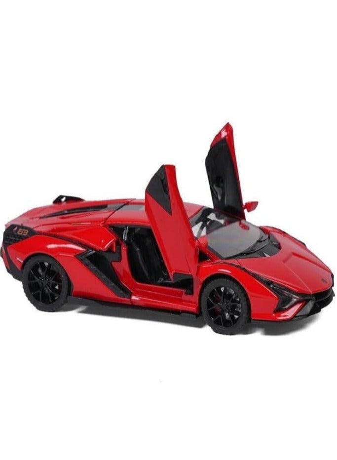 1:32 Scale Compatible with Lamborghini Sian Model Car Toy, Zinc Alloy Pull Back Toy Car with Sound and Light for Kids and Adults (Red) - Image 5