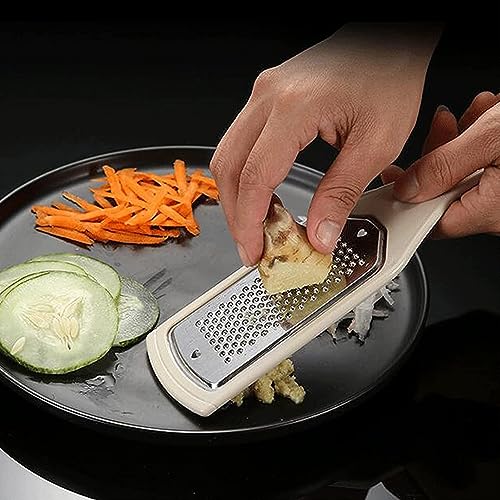Clovis 4pcs Stainless Steel Grater Steel Kitchen Utensil Set Stainles Steel Cheese Grater Rotary Vegetable Slicer Kitchen Gadgets Jelly Noodle Scraper Veggie Cutter Grater Food (Set of 1) - Image 3