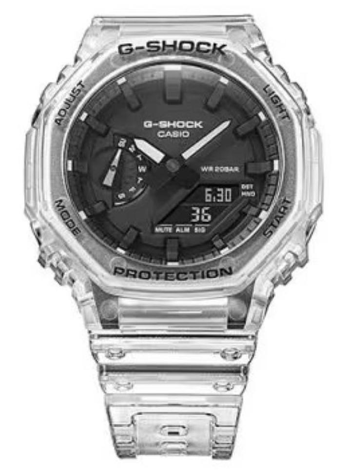 G-Shock GA-2100SKE-7ADR Men's Transparent Watch – Carbon Core Guard, Shock Resistant, 200M Water Resistant, Analog-Digital, LED Light, World Time, Skeleton Series - Image 1