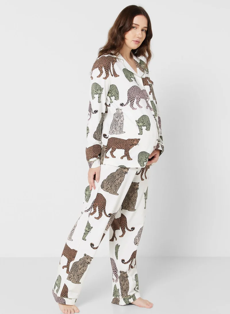 CHELSEA PEERS Printed Shirt & Pyjama Set