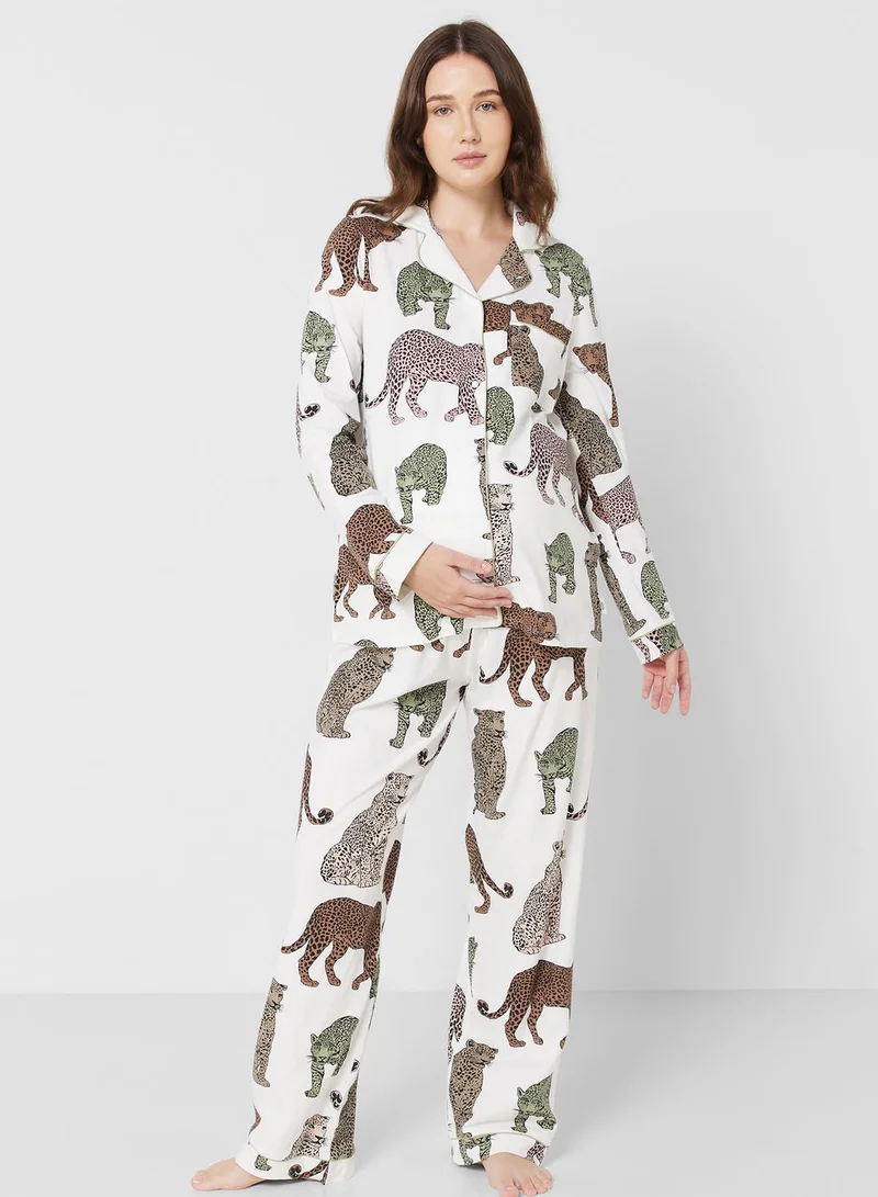 CHELSEA PEERS Printed Shirt & Pyjama Set