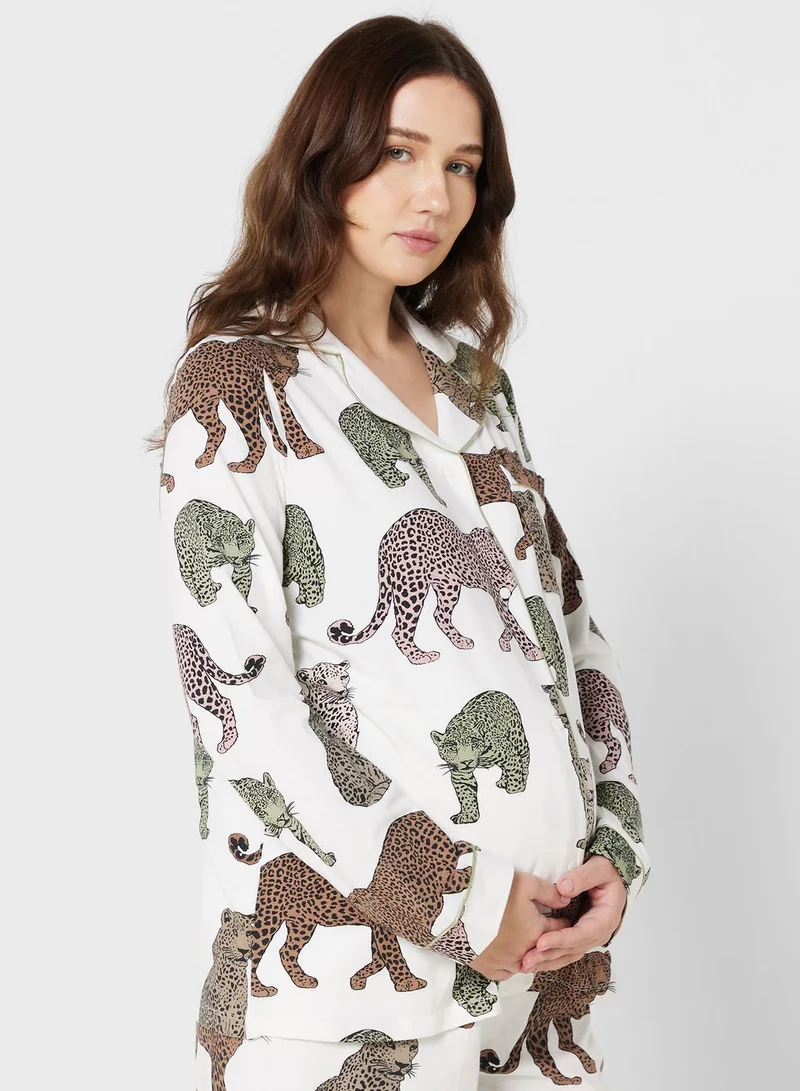 CHELSEA PEERS Printed Shirt & Pyjama Set