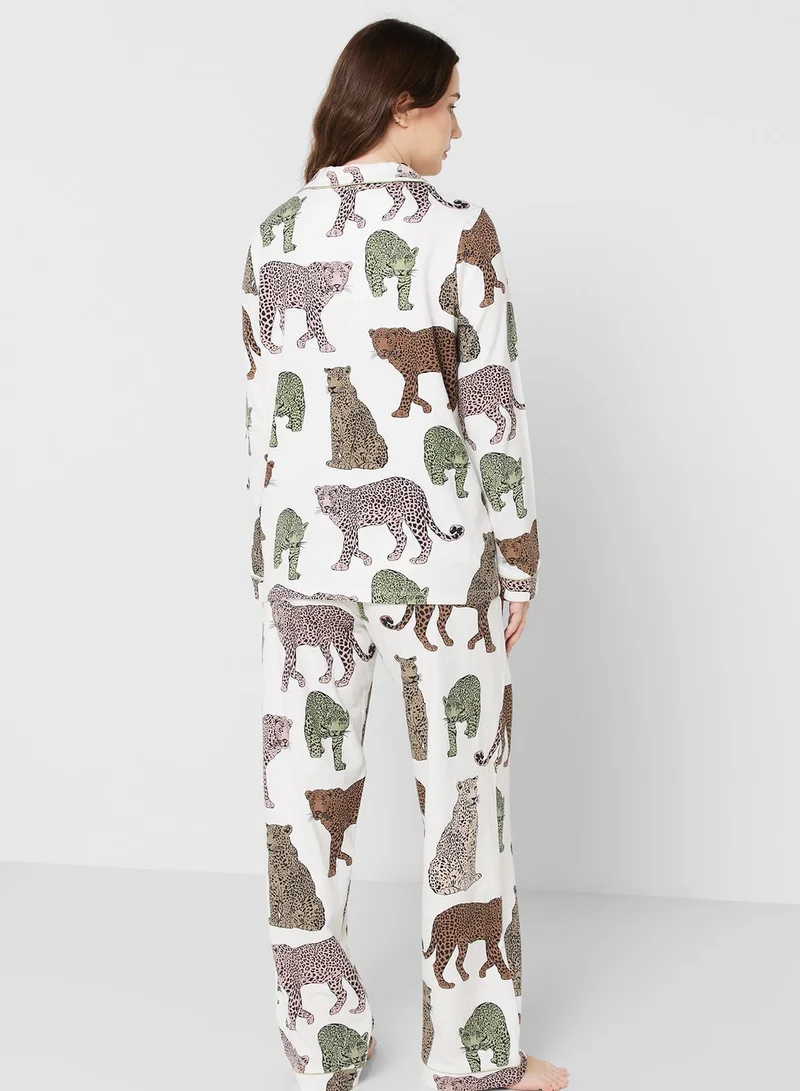 CHELSEA PEERS Printed Shirt & Pyjama Set