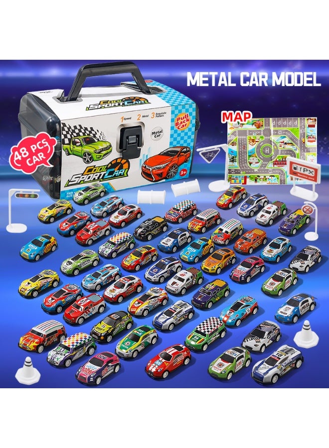 سيارات صغيره，العاب سيارات اطفال，العاب اطفال سيارات，لعبة سيارات，العاب سيارات，مجموعة سيارات السحب الخلفي 48 قطعة، مجموعة ألعاب سيارات السباق، مجموعة مركبات ألعاب الشاحنات العقلية بالجملة، سيارات ألعاب للأطفال من سن 3-8 سنوات حشو حقائب الهدايا الصغيرة لحفلات توزيع هدايا الأطفال للأولاد والبنات - Image 1